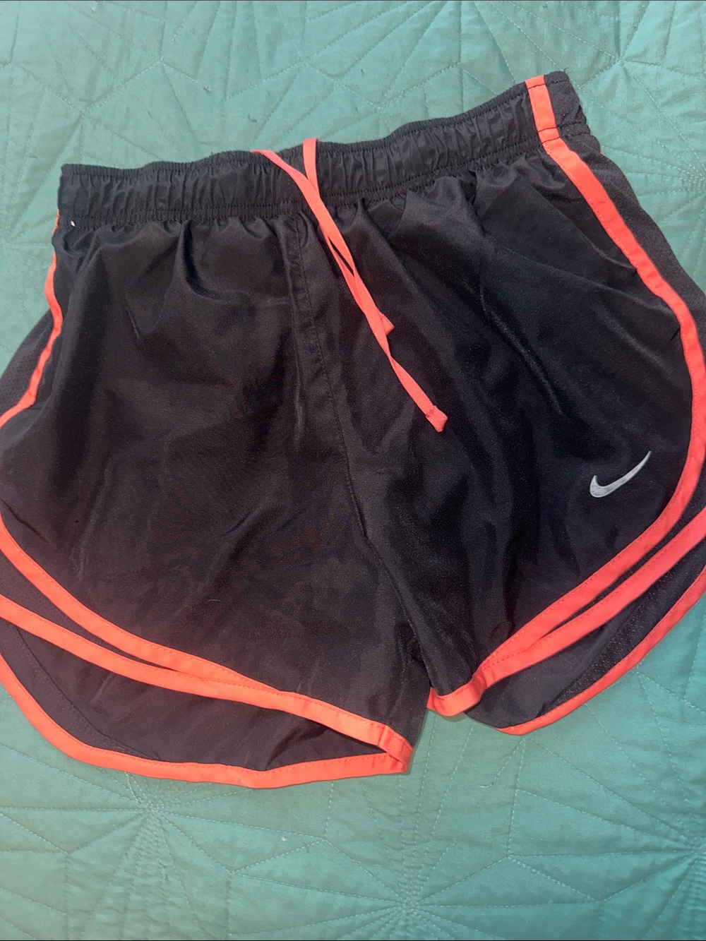 Nike Women’s Black Athletic Shorts with Coral Trim
